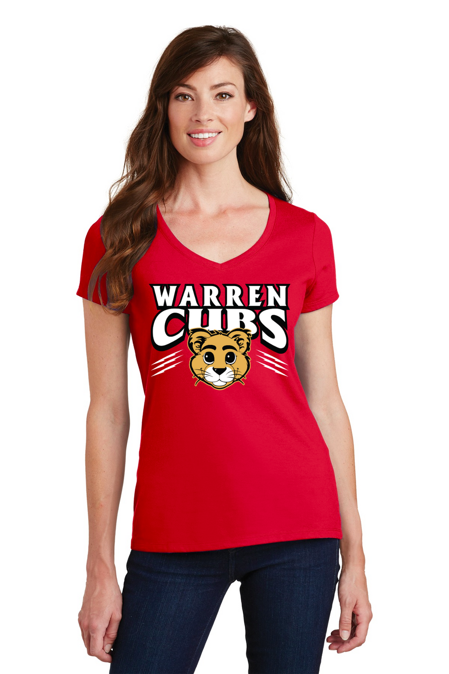 Warren Elementary 2023/24 Spirit Wear On-Demand-Port and Co Ladies V-Neck Cubs Logo