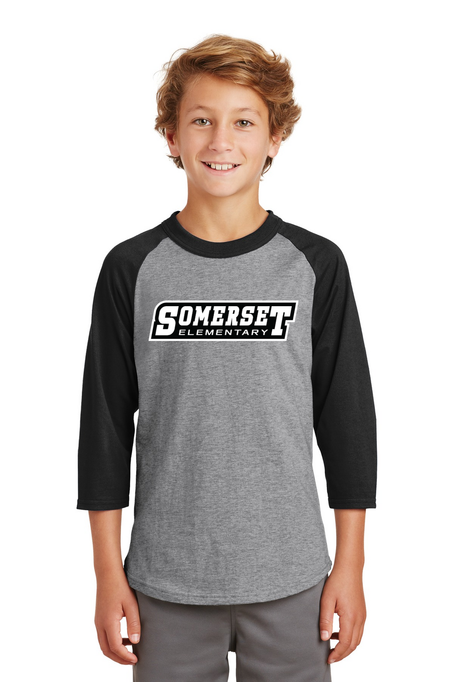 Somerset Elementary Spirit Wear 2023-24 On-Demand-Unisex Baseball Tee Typographic Logo
