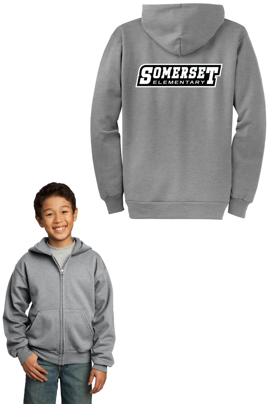 Somerset Elementary Spirit Wear 2023-24 On-Demand-Unisex Full-Zip Hooded Sweatshirt Typographic Logo