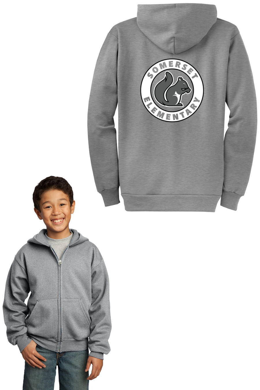 Somerset Elementary Spirit Wear 2023-24 On-Demand-Unisex Full-Z Squirrel Logoip Hooded Sweatshirt
