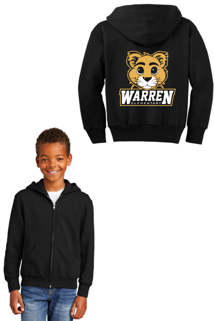 Warren Elementary 2023/24 Spirit Wear On-Demand-Unisex Full-Zip Hooded Sweatshirt Circle Logo