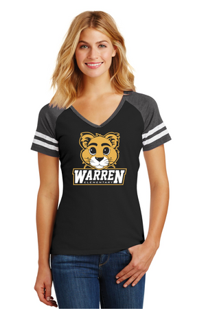 Warren Elementary 2023/24 Spirit Wear On-Demand-District Ladies Game V-Neck Tee Circle Logo