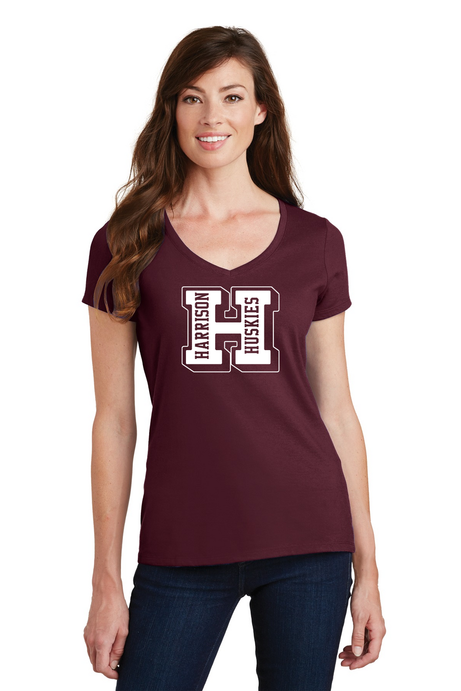 Parsons Memorial Elementary On-Demand-Port and Co Ladies V-Neck H Logo