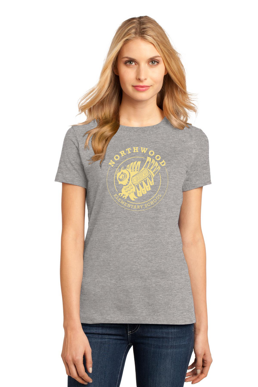 Northwood Elementary Spirit Wear 2023-24 On-Demand-Premium District Womens Tee Owl Logo