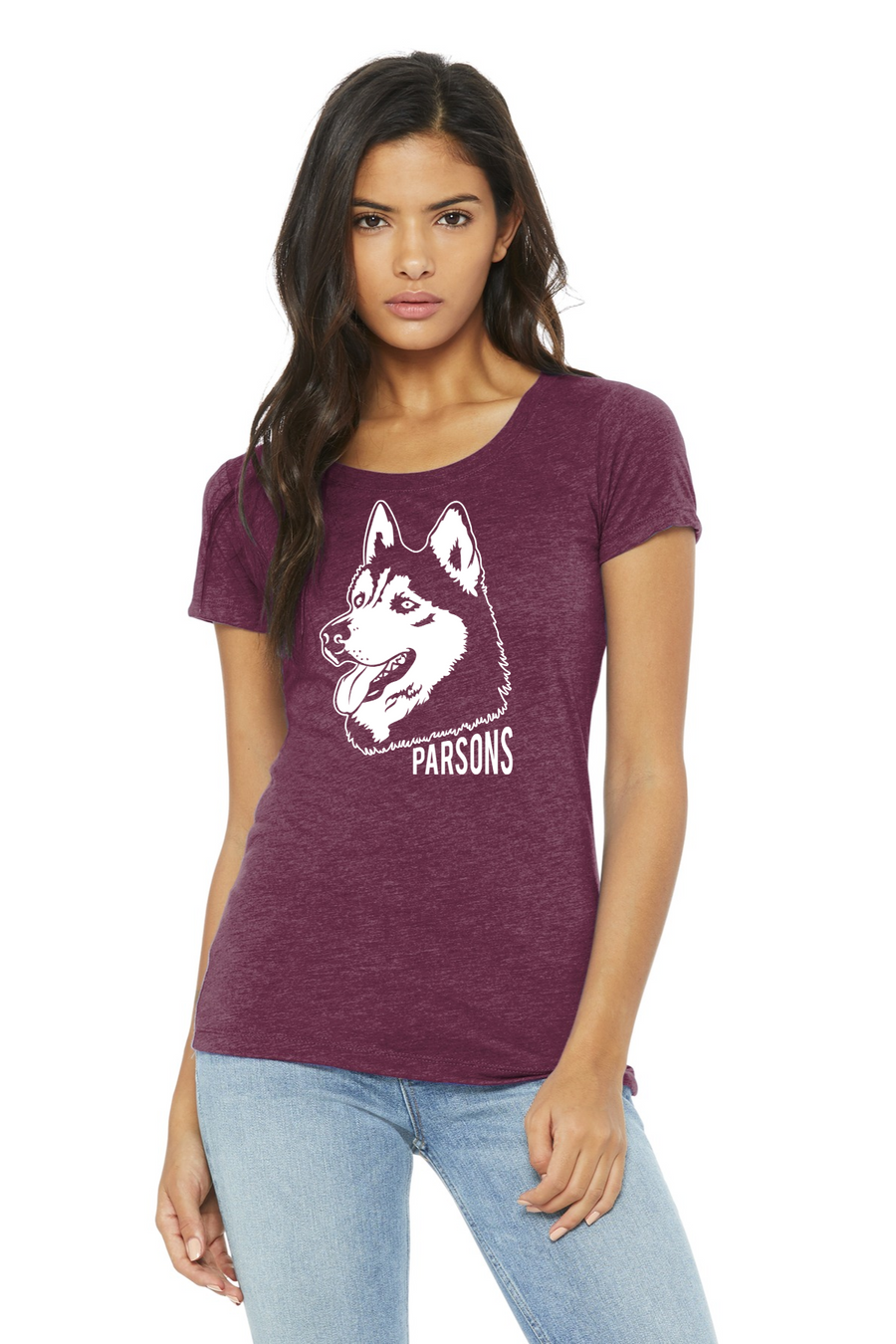 Parsons Memorial Elementary On-Demand-BELLA CANVAS Womens Triblend Short Sleeve Tee Husky Mascot Logo