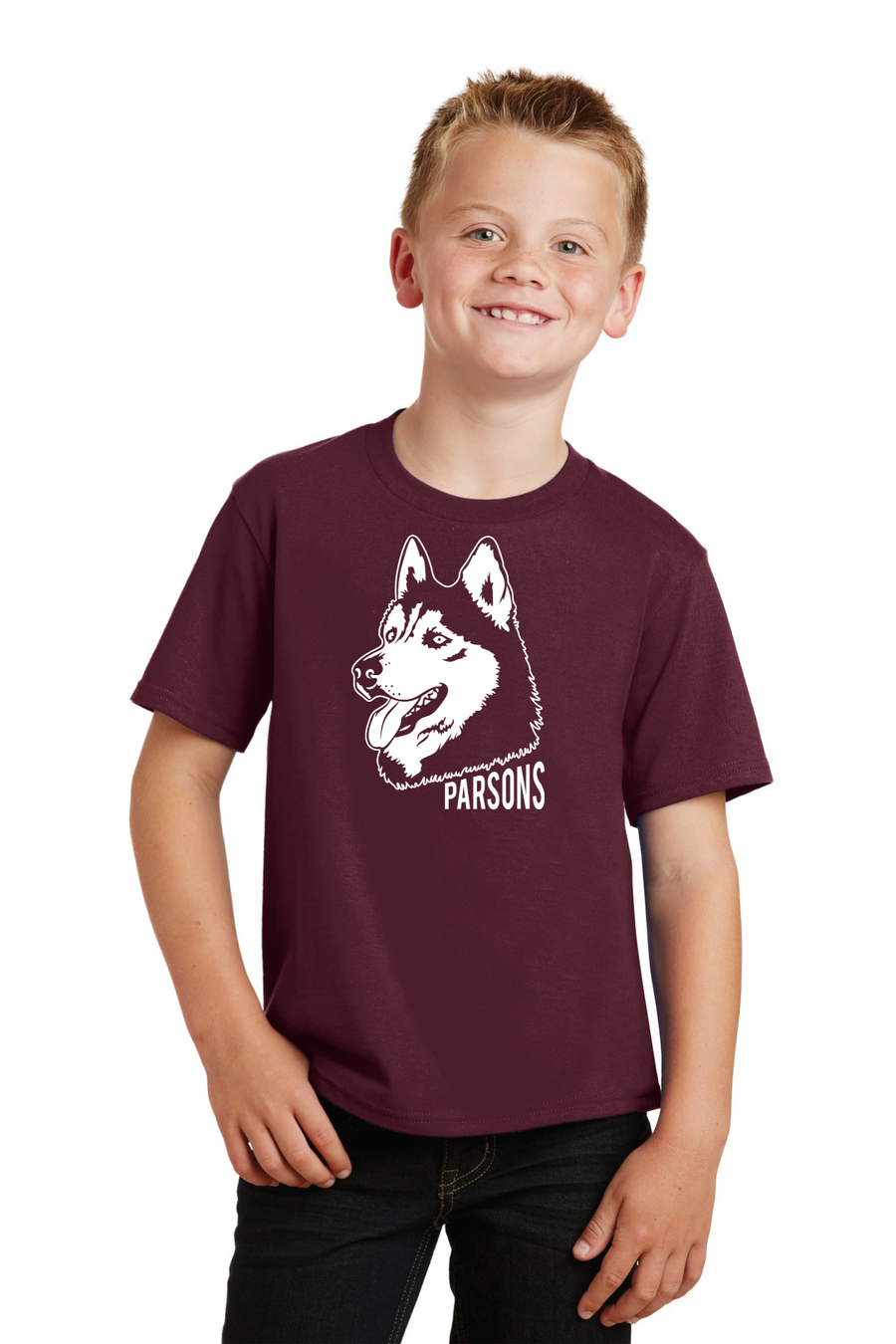 Parsons Memorial Elementary On-Demand-Premium Soft Unisex T-Shirt Husky Mascot Logo