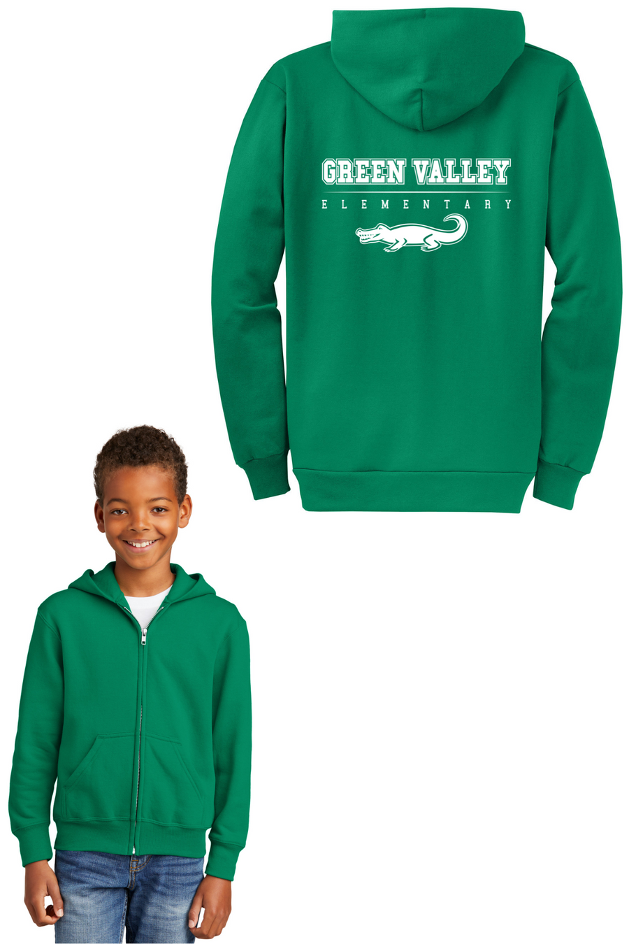 Green Valley Gator Gear Fall 2023-24 On-Demand-Unisex Full-Zip Hooded Sweatshirt