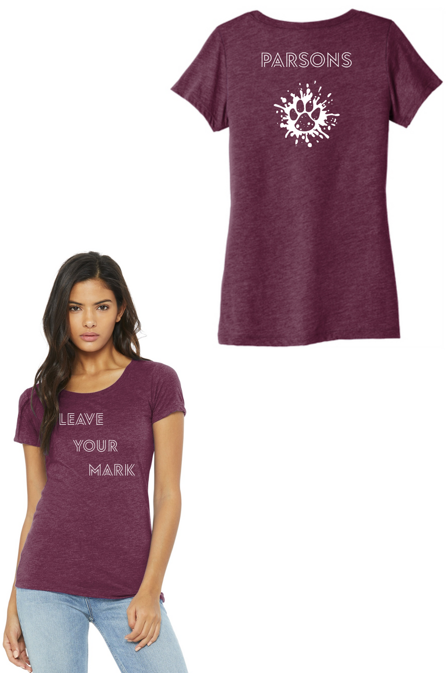 Parsons Memorial Elementary On-Demand-BELLA CANVAS Womens Triblend Short Sleeve Tee Leave Your Mark Logo