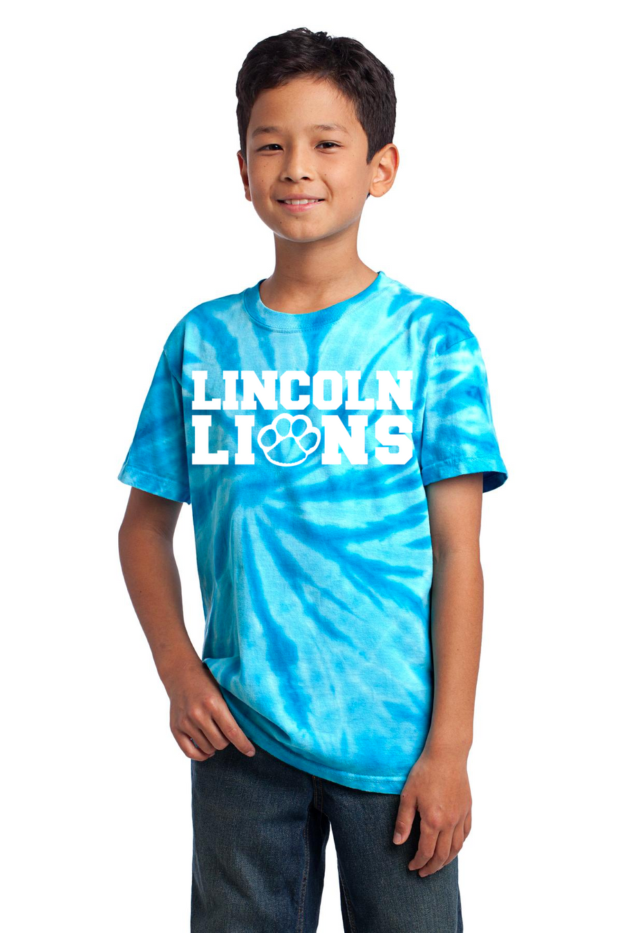 Lincoln Elementary School (Ridgefield Park, NJ) 2023/24 On-Demand-Unisex Tie-Dye Shirt Lincoln ALL White Logo