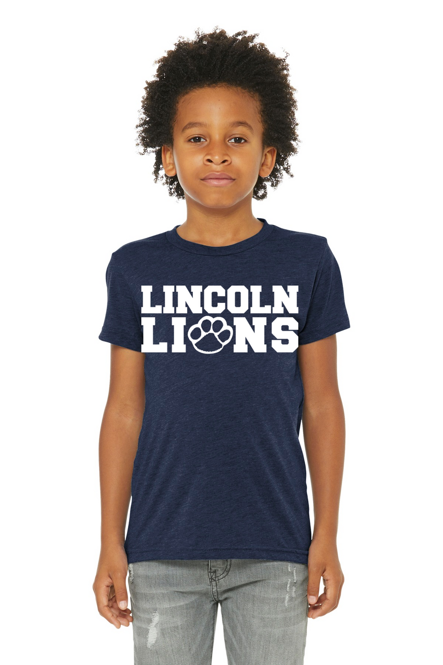 Lincoln Elementary School (Ridgefield Park, NJ) 2023/24-BELLA+CANVAS Triblend Short Sleeve Tee Lincoln ALL White Logo
