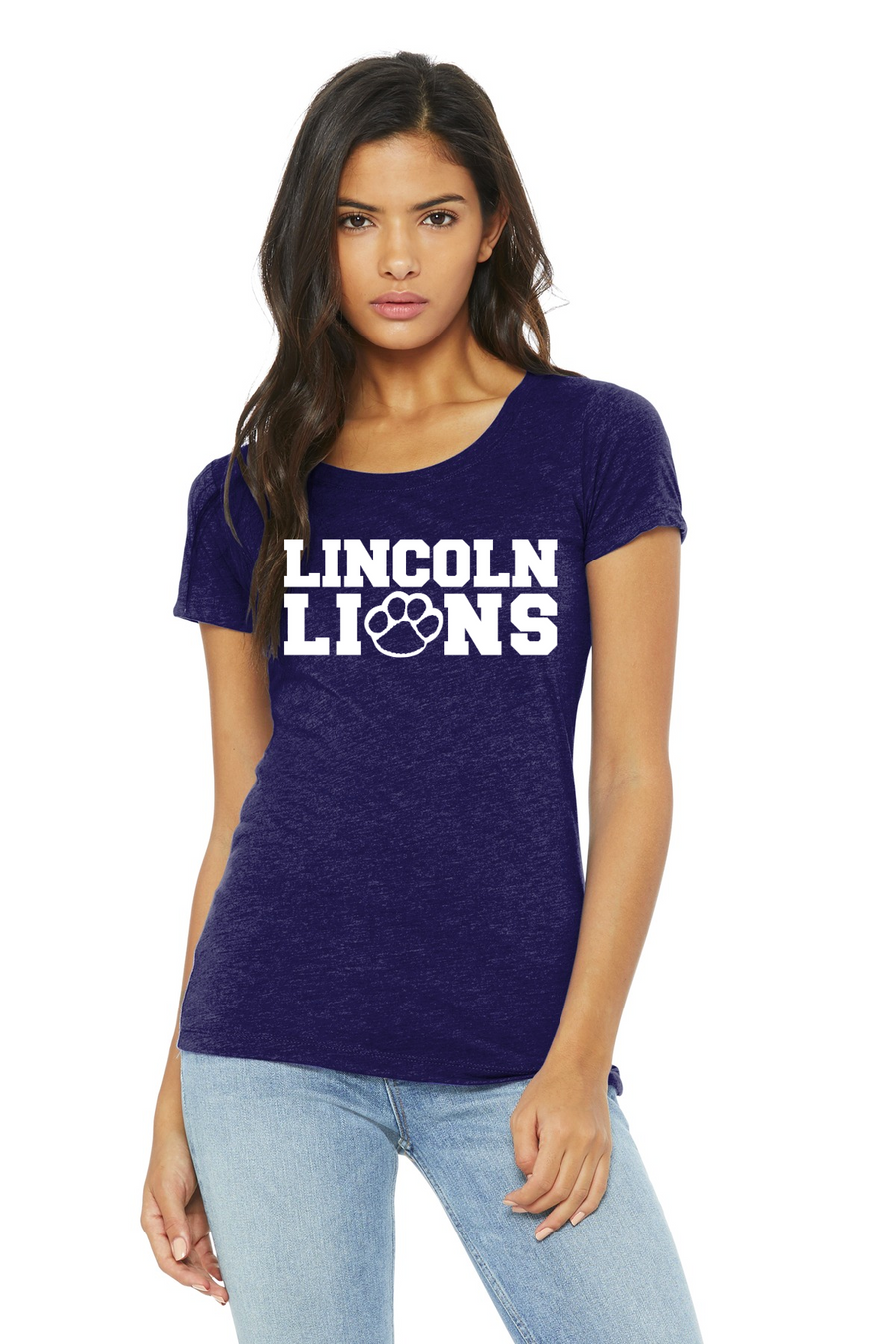 Lincoln Elementary School (Ridgefield Park, NJ) 2023/24-BELLA CANVAS Womens Triblend Short Sleeve Tee Lincoln ALL White Logo