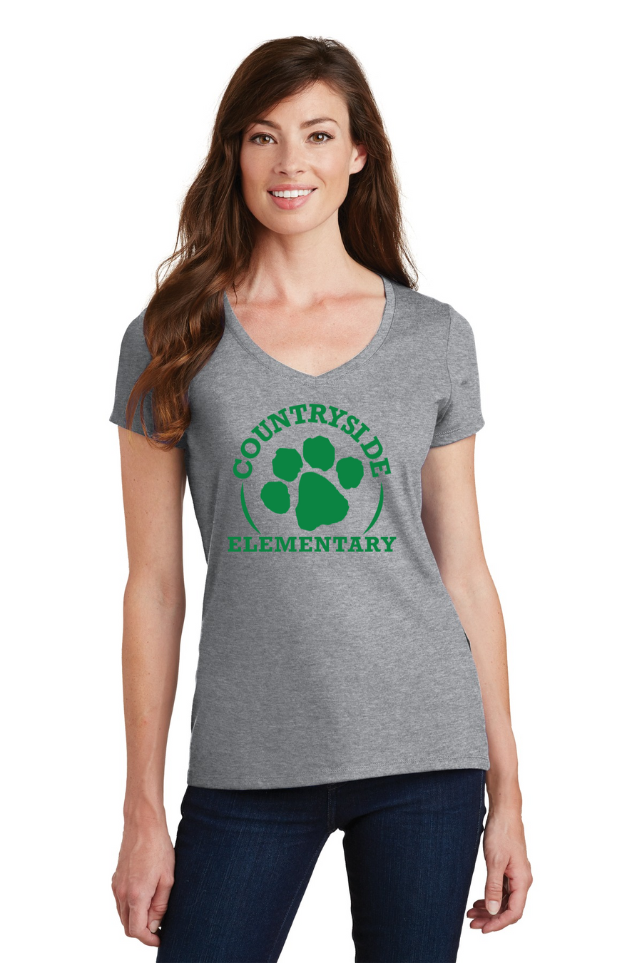 Countryside Elementary Spirit Wear 2023-24 On-Demand-Port and Co Ladies V-Neck Circle Logo