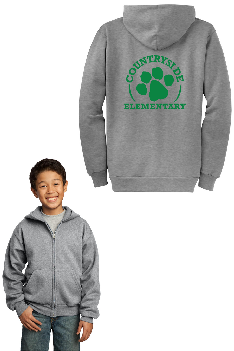Countryside Elementary Spirit Wear 2023-24 On-Demand-Unisex Full-Zip Hooded Sweatshirt Circle Logo