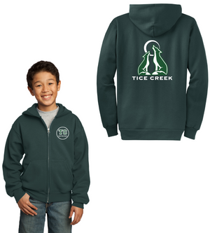 Tice Creek Spirit Wear 2023-24-Unisex Full-Zip Hooded Sweatshirt Front/Back Logo
