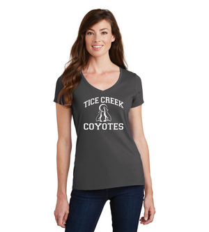 Tice Creek Spirit Wear 2023-24 On-Demand-Port and Co Ladies V-Neck Typographic Logo