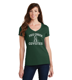 Tice Creek Spirit Wear 2023-24 On-Demand-Port and Co Ladies V-Neck Typographic Logo