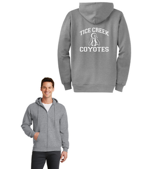 Tice Creek Spirit Wear 2023-24 On-Demand-Unisex Full-Zip Hooded Sweatshirt Typographic Logo