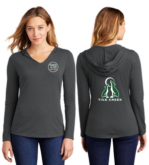 Tice Creek Spirit Wear 2023-24 On-Demand-District Womens Perfect Tri Long Sleeve Hoodie Front/Back Logo