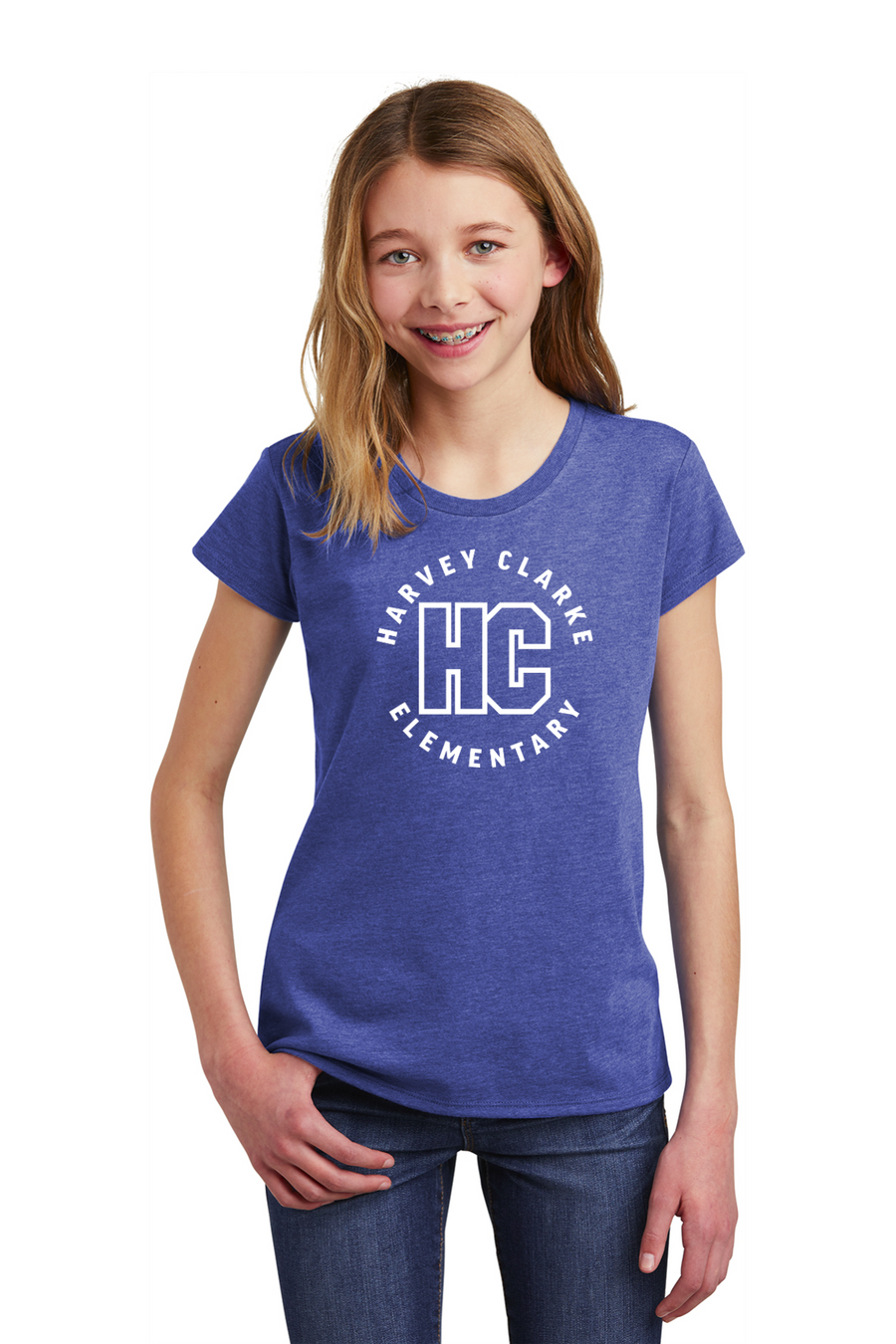 Harvey Clarke Elementary 2023-2024 On-Demand-Youth District Girls Tee HC Circle Logo