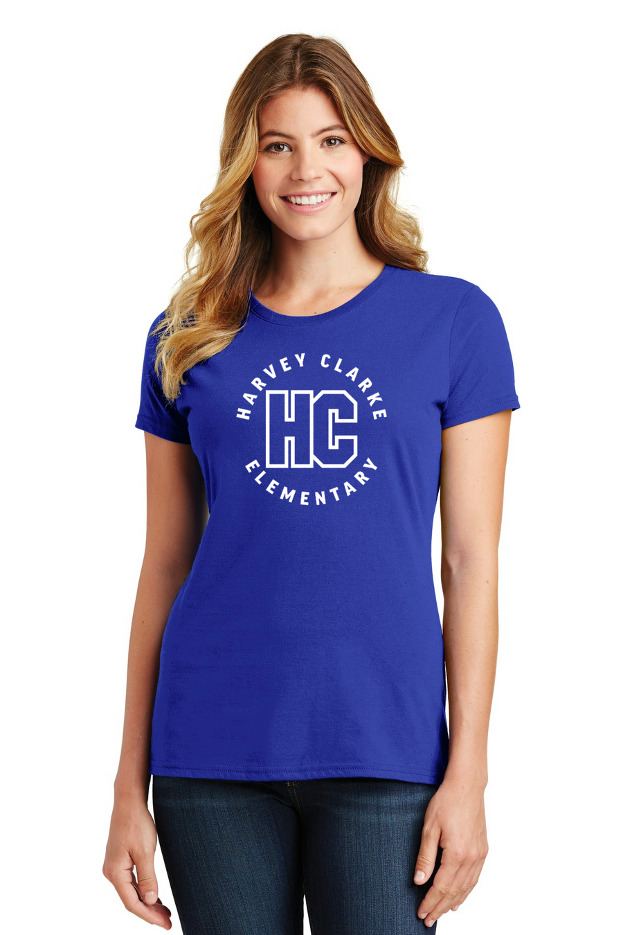 Harvey Clarke Elementary 2023-2024-Port and Co Ladies Favorite Shirt HC Circle Logo
