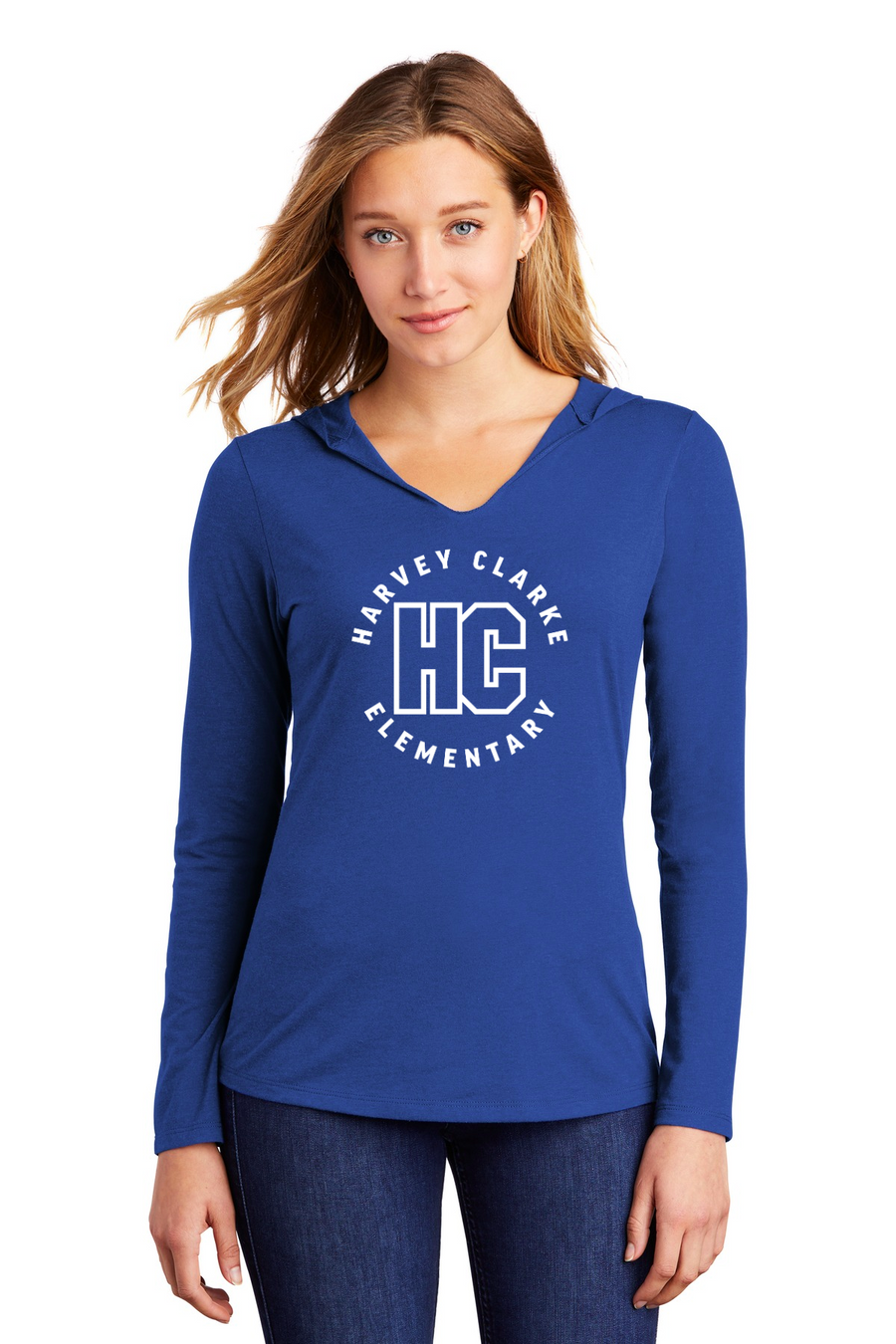 Harvey Clarke Elementary 2023-2024-District Womens Perfect Tri Long Sleeve Hoodie HC Circle Logo