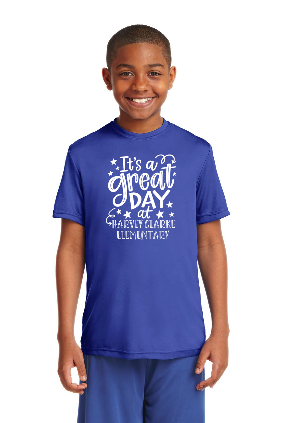 Harvey Clarke Elementary 2023-2024-Unisex Dry-Fit Shirt Its a great day Logo