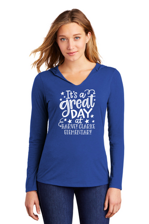 Harvey Clarke Elementary 2023-2024-District Womens Perfect Tri Long Sleeve Hoodie Its a great day Logo