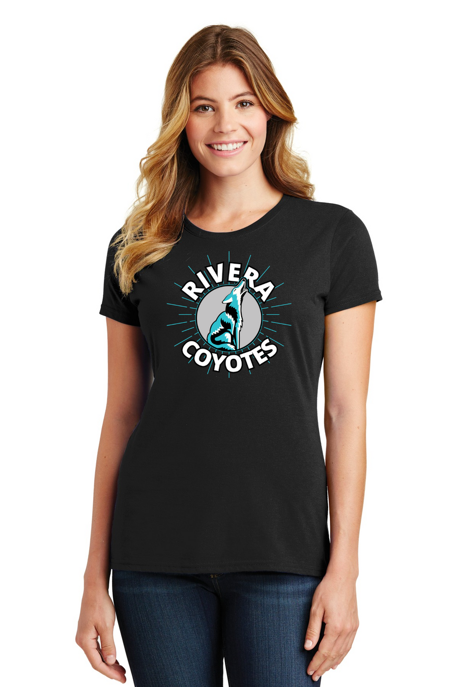 Rivera Elementary Spirit Wear 2023/24-Port and Co Ladies Favorite Shirt Circle Mascot Logo