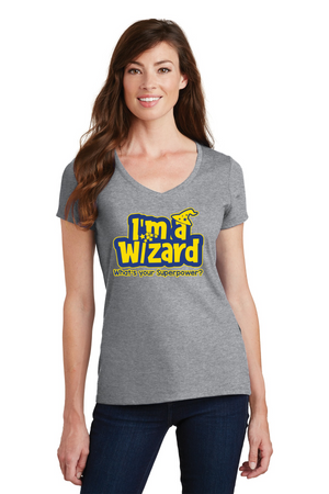 Round Hill Spirit Wear 2023-24 On-Demand-Port and Co Ladies V-Neck Wizard Logo