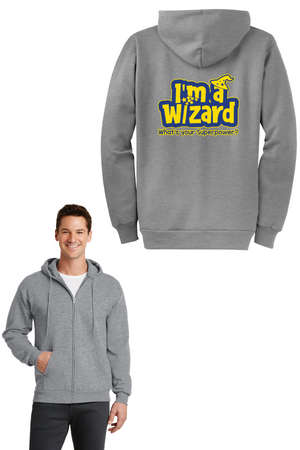 Round Hill Spirit Wear 2023-24 On-Demand-Unisex Full-Zip Hooded Sweatshirt Wizard Logo