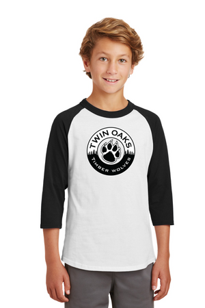 Twin Oaks Spirit Wear 2023-24-Unisex Baseball Tee Circle Logo