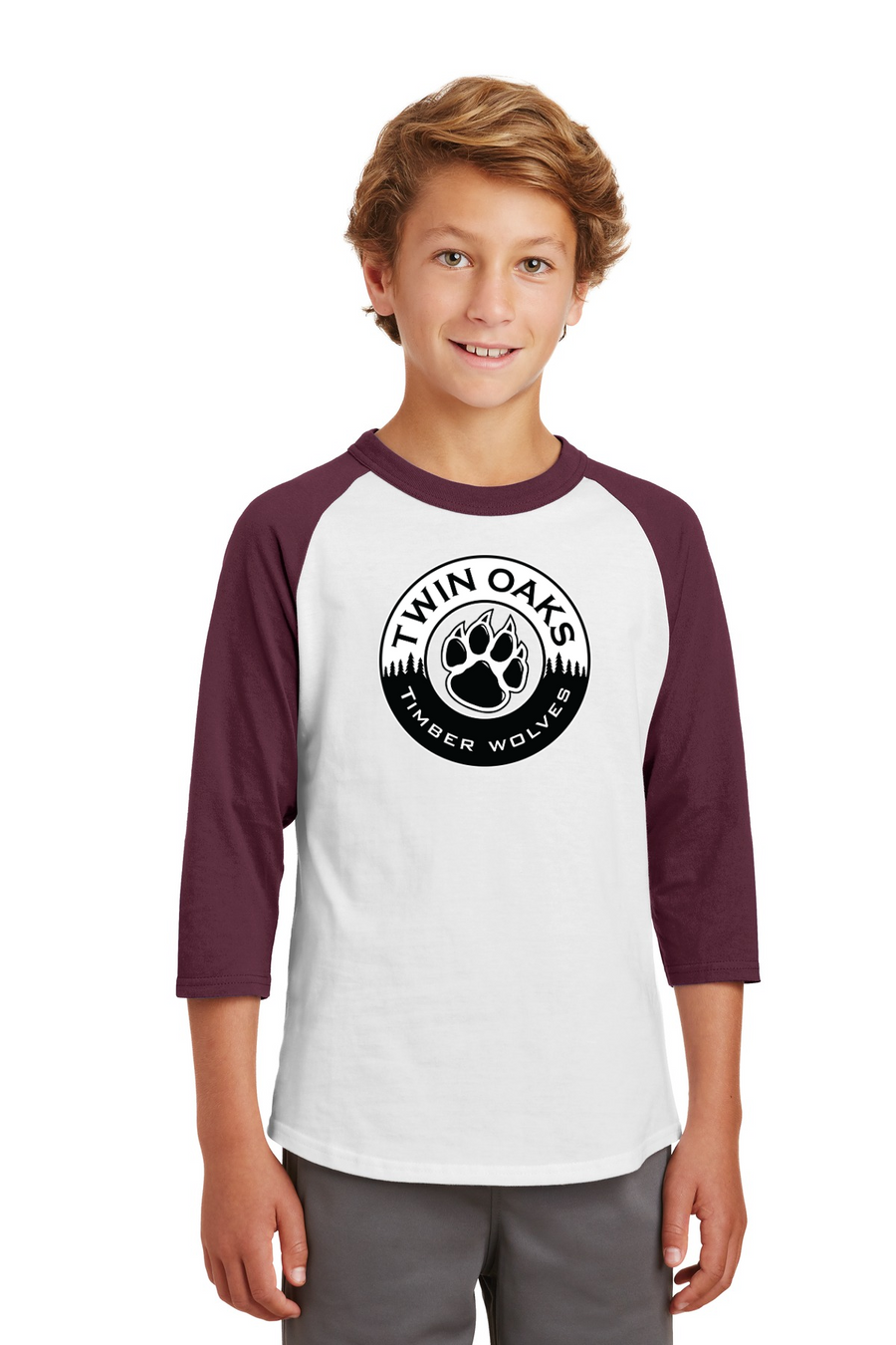 Twin Oaks Spirit Wear 2023-24-Unisex Baseball Tee Circle Logo