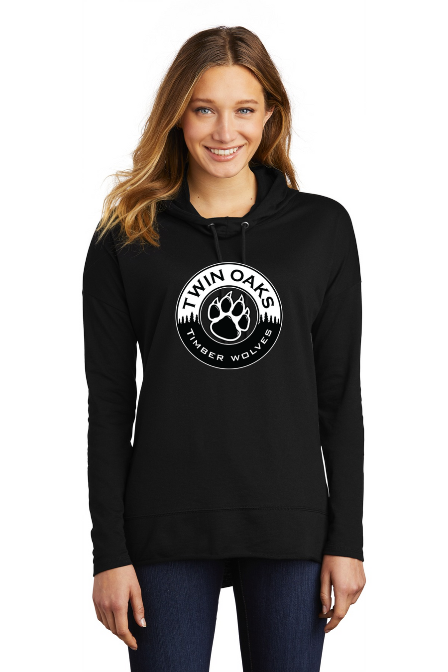 Twin Oaks STAFF Spirit Wear 2023-24-District Womens Featherweight French Terry Hoodie Circle Logo
