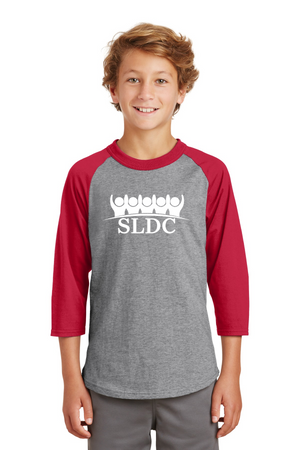 SLDC Spirit Wear On-Demand-Unisex Baseball Tee White SLDC Logo