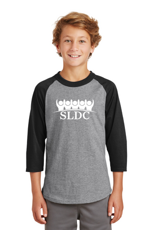 SLDC Spirit Wear On-Demand-Unisex Baseball Tee White SLDC Logo