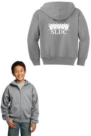 SLDC Spirit Wear On-Demand-Unisex Full-Zip Hooded Sweatshirt White SLDC Logo