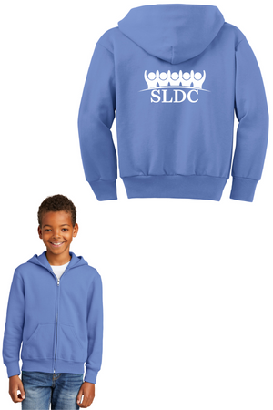 SLDC Spirit Wear On-Demand-Unisex Full-Zip Hooded Sweatshirt White SLDC Logo