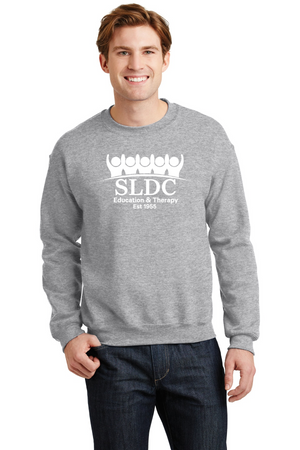 SLDC Spirit Wear On-Demand-Unisex Crewneck Sweatshirt White SLDC Education & Theraphy Logo