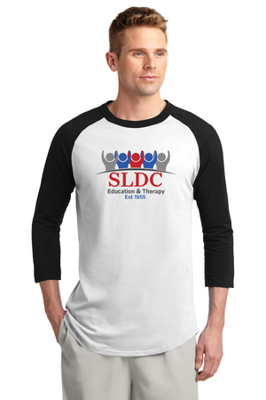SLDC Spirit Wear On-Demand-Unisex Baseball Tee Colored SLDC Education & Theraphy Logo