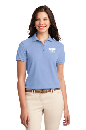 SLDC Spirit Wear On-Demand-Ladies Polo White SLDC Education & Theraphy Logo