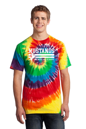 Memorial School Spirit Wear 2023/24 On-Demand-Unisex Tie-Dye Shirt Stripe Logo