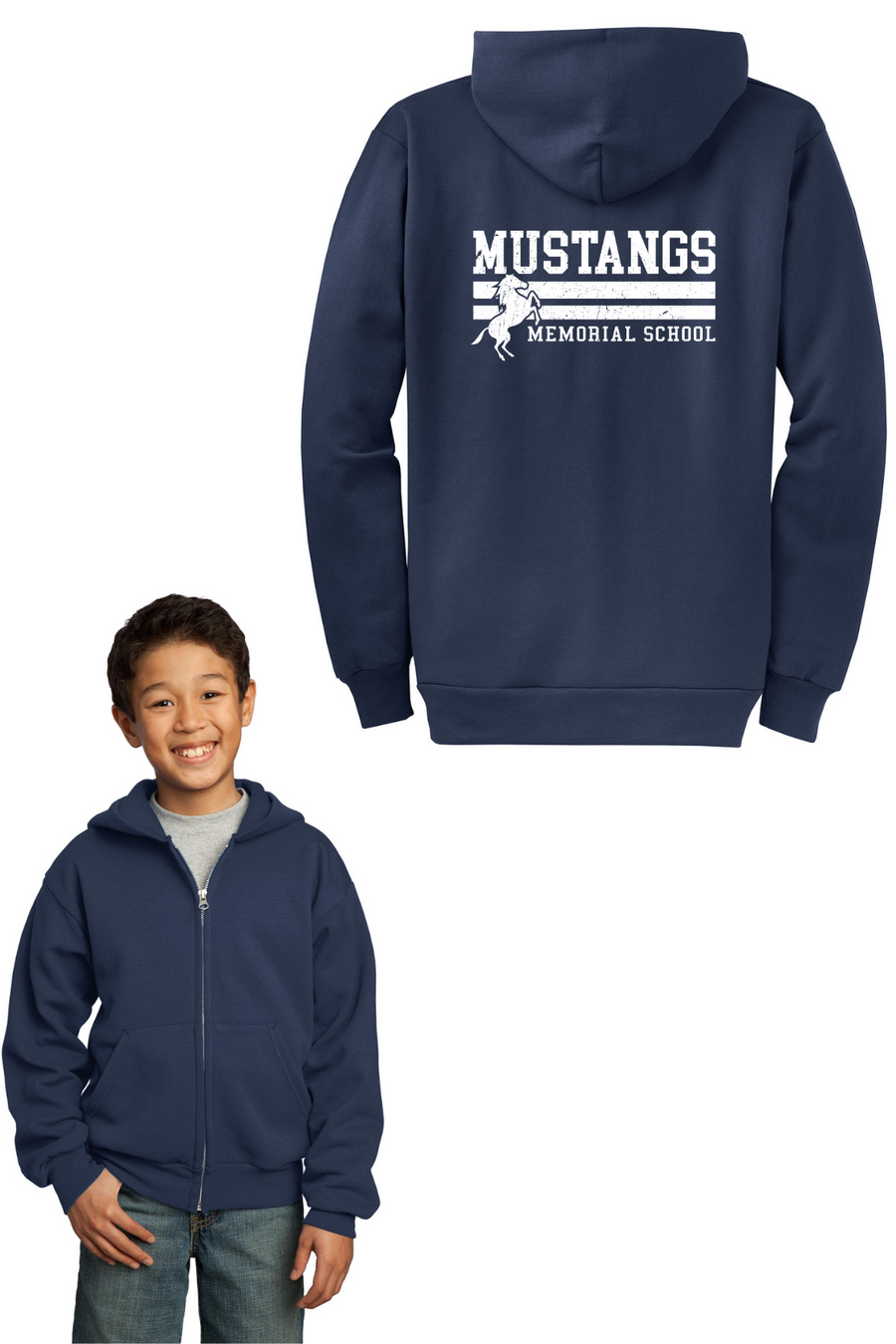 Memorial School Spirit Wear 2023-24-Unisex Full-Zip Hooded Sweatshirt