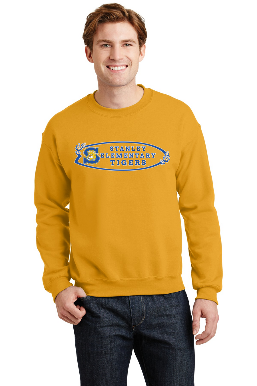The Tiger Store - Stanley Elementary 2023/24-Unisex Crewneck Sweatshirt Surf Board Logo