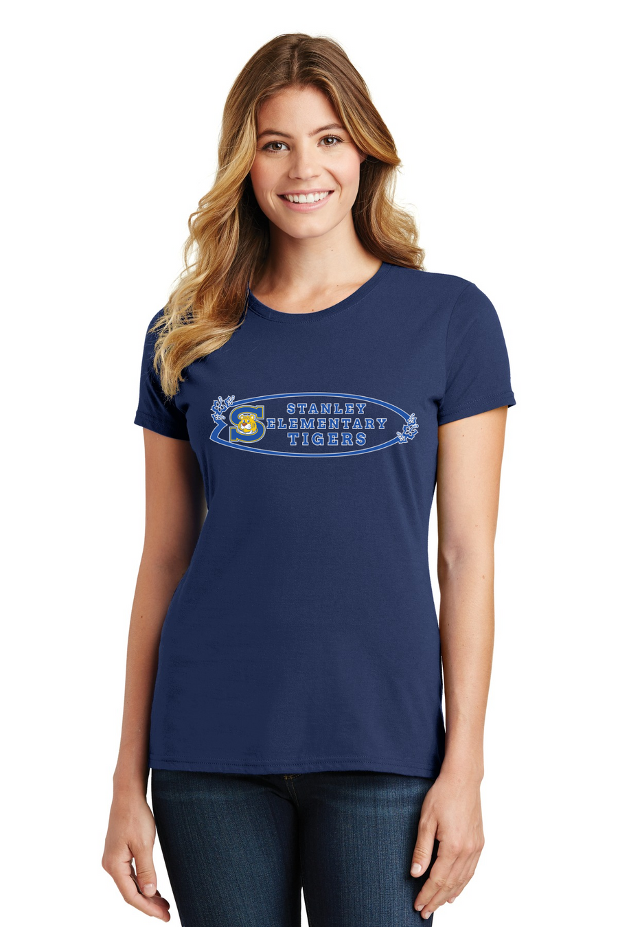 The Tiger Store - Stanley Elementary 2023/24-Port and Co Ladies Favorite Shirt Surf Board Logo