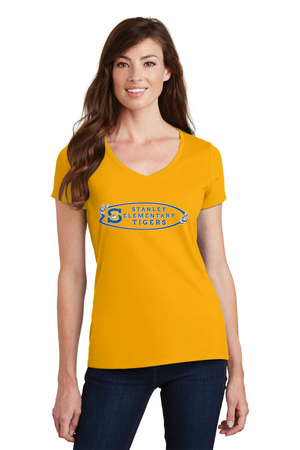 The Tiger Store - Stanley Elementary 2023/24-Port and Co Ladies V-Neck Surf Board Logo