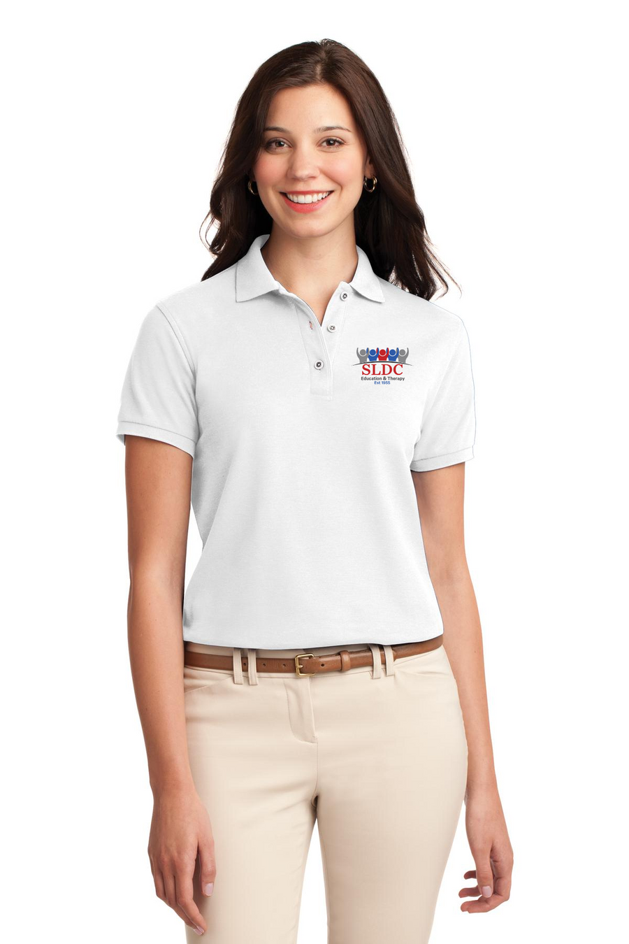 SLDC Spirit Wear On-Demand-Ladies Polo Colored SLDC Education & Theraphy Logo