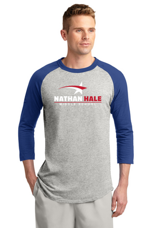 Nathan Hale MS Spirit Wear 2023-24 On-Demand-Unisex Baseball Tee White & Red Star Logo