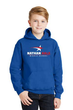 Nathan Hale MS Spirit Wear 2023-24-Unisex Hoodie White & Red Star Logo