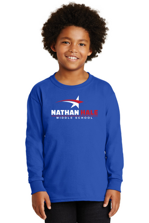Nathan Hale MS Spirit Wear 2023-24 On-Demand-Unisex Long Sleeve Shirt White & Red Star Logo