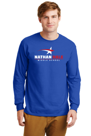 Nathan Hale MS Spirit Wear 2023-24 On-Demand-Unisex Long Sleeve Shirt White & Red Star Logo